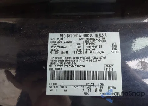 1999 Ford F-150 Work Series/Xl/Xlt from USA, damaged, VIN 1FTZF1720XNB58578